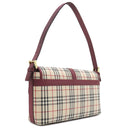バーバリー BURBERRY ノバチェック ワンショルダー バッグ ベージュ×ワインレッド キャンバス レザー ショルダーバッグ ゴールド金具 薄茶 赤 肩掛け チェック柄