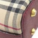 バーバリー BURBERRY ノバチェック ワンショルダー バッグ ベージュ×ワインレッド キャンバス レザー ショルダーバッグ ゴールド金具 薄茶 赤 肩掛け チェック柄