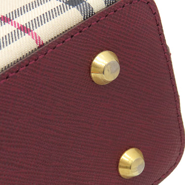 バーバリー BURBERRY ノバチェック ワンショルダー バッグ ベージュ×ワインレッド キャンバス レザー ショルダーバッグ ゴールド金具 薄茶 赤 肩掛け チェック柄