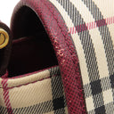 バーバリー BURBERRY ノバチェック ワンショルダー バッグ ベージュ×ワインレッド キャンバス レザー ショルダーバッグ ゴールド金具 薄茶 赤 肩掛け チェック柄