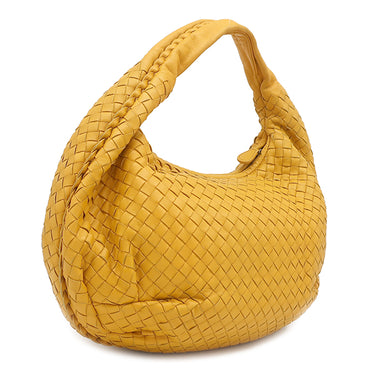 ボッテガヴェネタ BOTTEGA VENETA ホーボー イエロー レザー ハンドバッグ ガンメタル金具 黄色 肩掛け ワンショルダー