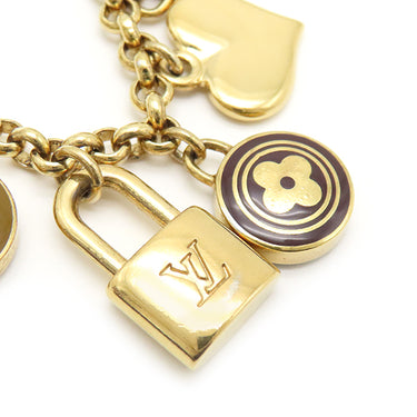 ルイヴィトン LOUIS VUITTON ポルトクレ シェンヌ パスティーユ M65386 ブラウン GP エナメル キーホルダー ゴールド金具 茶 LVロゴ キーリング