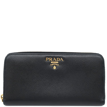 プラダ PRADA メタルロゴ ラウンドファスナー 1ML506 NERO サフィアーノレザー 長財布 ゴールド金具 黒 SAFFIANO METAL