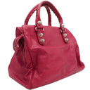 バレンシアガ BALENCIAGA ザ ジャイアント ミッドデイ 207806 レッド レザー ハンドバッグ シルバー金具 エディターズバッグ 赤