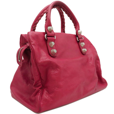 バレンシアガ BALENCIAGA ザ ジャイアント ミッドデイ 207806 レッド レザー ハンドバッグ シルバー金具 エディターズバッグ 赤