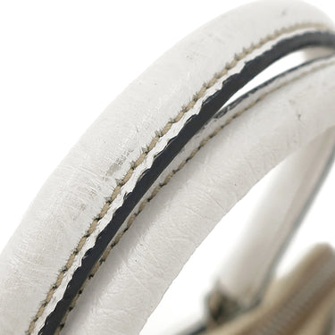 プラダ PRADA キャンバス オーストリッチ ベージュ×ホワイト キャンバス オーストリッチ 2WAYバッグ シルバー金具 三角ロゴプレート ミニ ショルダー 白