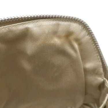 プラダ PRADA キャンバス オーストリッチ ベージュ×ホワイト キャンバス オーストリッチ 2WAYバッグ シルバー金具 三角ロゴプレート ミニ ショルダー 白