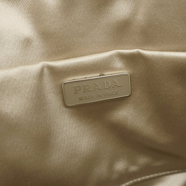 プラダ PRADA キャンバス オーストリッチ ベージュ×ホワイト キャンバス オーストリッチ 2WAYバッグ シルバー金具 三角ロゴプレート ミニ ショルダー 白