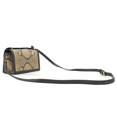 ロエベ LOEWE バルセロナ スモール ベージュ×ブラック パイソン レザー 2WAYバッグ ゴールド金具 黒 ショルダー クラッチ