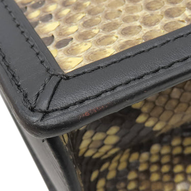 ロエベ LOEWE バルセロナ スモール ベージュ×ブラック パイソン レザー 2WAYバッグ ゴールド金具 黒 ショルダー クラッチ