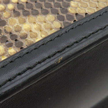 ロエベ LOEWE バルセロナ スモール ベージュ×ブラック パイソン レザー 2WAYバッグ ゴールド金具 黒 ショルダー クラッチ