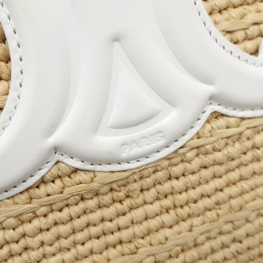 セリーヌ CELINE ティーン サプル クラシック パニエ 115802FF7 ベージュ×ホワイト ラフィア レザー 2WAYバッグ ゴールド金具 カゴバッグ バスケット ストローバッグ