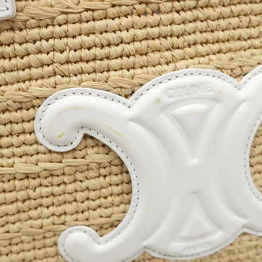 セリーヌ CELINE ティーン サプル クラシック パニエ 115802FF7 ベージュ×ホワイト ラフィア レザー 2WAYバッグ ゴールド金具 カゴバッグ バスケット ストローバッグ