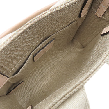 クロエ Chloe リネン製 Woody ミニトートバッグ CHC22AP237I266J5 セメントピンク リネン リネンキャンバス シャイニーカーフスキン 2WAYバッグ ハンドバッグ ショルダー