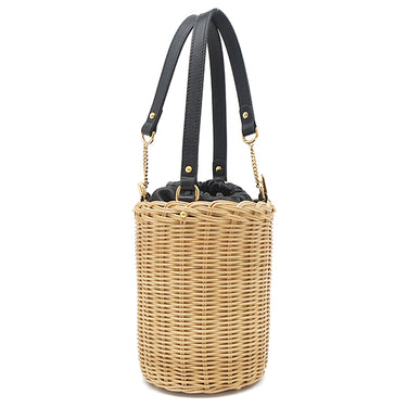 グッチ GUCCI ホースビット 1955 バケットバッグ 649852 ベージュ×ブラック レザー ウイッカー ハンドバッグ ゴールド金具 カゴバッグ