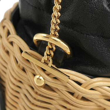 グッチ GUCCI ホースビット 1955 バケットバッグ 649852 ベージュ×ブラック レザー ウイッカー ハンドバッグ ゴールド金具 カゴバッグ