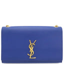 サンローラン SAINT LAURENT ケイト ミディアム 364021 ブルー レザー ショルダーバッグ ゴールド金具 Kate 青 YSL チェーンショルダー