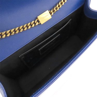 サンローラン SAINT LAURENT ケイト ミディアム 364021 ブルー レザー ショルダーバッグ ゴールド金具 Kate 青 YSL チェーンショルダー