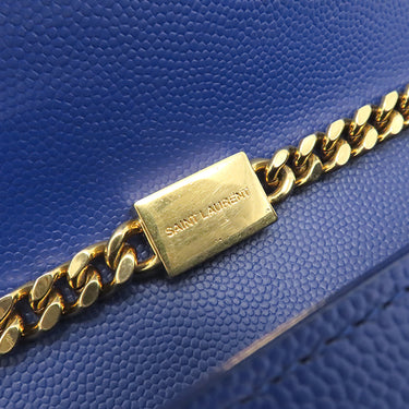 サンローラン SAINT LAURENT ケイト ミディアム 364021 ブルー レザー ショルダーバッグ ゴールド金具 Kate 青 YSL チェーンショルダー