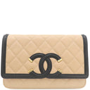 シャネル CHANEL CCフィリグリー AP0250 ベージュ×ブラック キャビアスキン チェーンウォレット ゴールド金具 チェーンショルダー