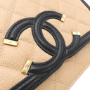 シャネル CHANEL CCフィリグリー AP0250 ベージュ×ブラック キャビアスキン チェーンウォレット ゴールド金具 チェーンショルダー
