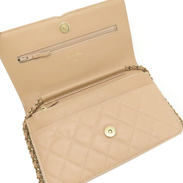 シャネル CHANEL CCフィリグリー AP0250 ベージュ×ブラック キャビアスキン チェーンウォレット ゴールド金具 チェーンショルダー