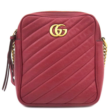 グッチ GUCCI GGマーモント チェーンショルダー 550155 レッド レザー ショルダーバッグ ヴィンテージ金具 赤