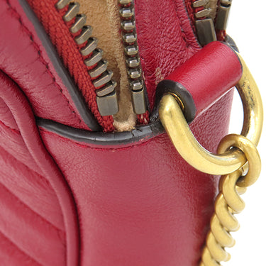 グッチ GUCCI GGマーモント チェーンショルダー 550155 レッド レザー ショルダーバッグ ヴィンテージ金具 赤