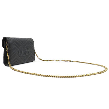 グッチ GUCCI GGマーモント キルティング 474575 ブラック レザー チェーンウォレット ヴィンテージ金具 黒 チェーンショルダー