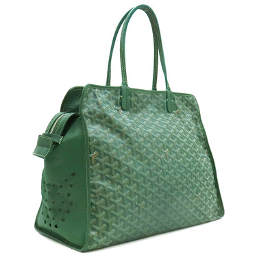 ゴヤール GOYARD アーディ PM グリーン ゴヤールディンキャンバス デシーズトリヨンレザー トートバッグ シルバー金具 緑 ヘリンボーン柄