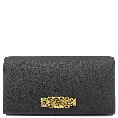 グッチ GUCCI インターロッキングG ショルダー 746056 ブラック レザー パイソン チェーンウォレット ヴィンテージ金具 黒