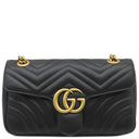 グッチ GUCCI GGマーモント キルティング スモールバッグ 443497 ブラック レザー ショルダーバッグ ヴィンテージ金具 黒 チェーンショルダー