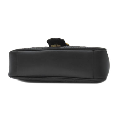 グッチ GUCCI GGマーモント キルティング スモールバッグ 443497 ブラック レザー ショルダーバッグ ヴィンテージ金具 黒 チェーンショルダー