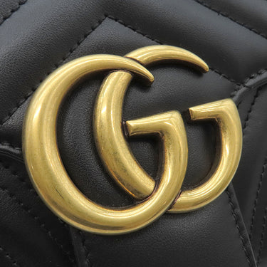 グッチ GUCCI GGマーモント キルティング スモールバッグ 443497 ブラック レザー ショルダーバッグ ヴィンテージ金具 黒 チェーンショルダー