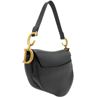クリスチャン・ディオール Christian Dior サドルバッグ M0446CWGH ブラック レザー ショルダーバッグ ゴールド金具 黒 肩掛け