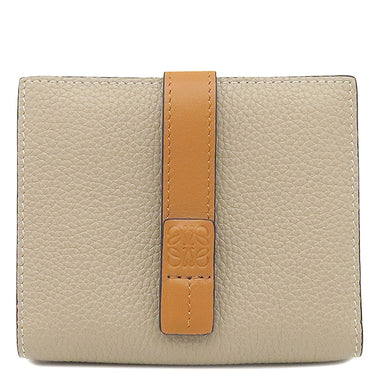 ロエベ LOEWE コンパクト ジップウォレット C660Z41X01 ライトオーツXハニー ソフトグレインカーフ 二つ折り財布 シルバー金具 ピンク 茶