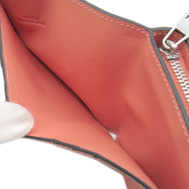 ロエベ LOEWE コンパクト ジップウォレット C660Z41X01 ライトオーツXハニー ソフトグレインカーフ 二つ折り財布 シルバー金具 ピンク 茶