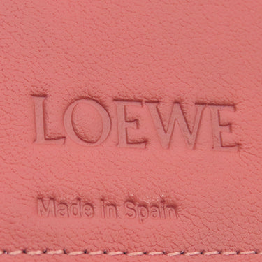 ロエベ LOEWE コンパクト ジップウォレット C660Z41X01 ライトオーツXハニー ソフトグレインカーフ 二つ折り財布 シルバー金具 ピンク 茶