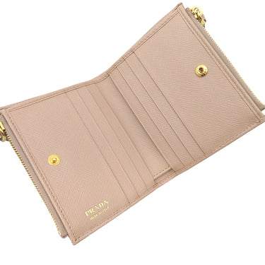 プラダ PRADA ダブルジップ ウオレット 1ML024 CIPLIA サフィアーノレザー 二つ折り財布 ゴールド金具 ピンクベージュ SAFFIANO METAL
