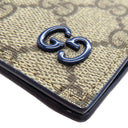 グッチ GUCCI GG コインウォレット ブルー インテリア 768244 FACQC 9441 ベージュ×ブルー GGスプリームキャンバス レザー 二つ折り財布 シルバー金具 紺