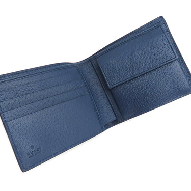 グッチ GUCCI GG コインウォレット ブルー インテリア 768244 FACQC 9441 ベージュ×ブルー GGスプリームキャンバス レザー 二つ折り財布 シルバー金具 紺