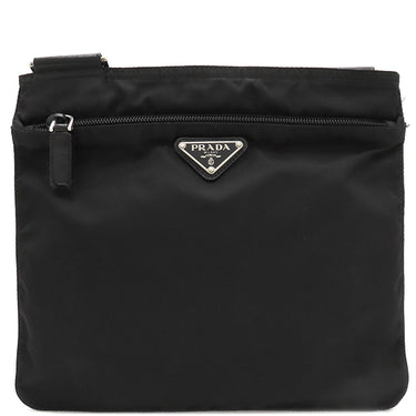 プラダ PRADA 三角ロゴ BT0420 ブラック ナイロン レザー ショルダーバッグ 黒 マチ無し