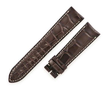 ロンジン LONGINES 純正 クロコバンド ダークブラウン クロコダイル 腕時計パーツ 未使用 替え レザー ベルト ストラップ バンド 21mm 白ステッチ ダークブラウン 茶