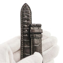 ロンジン LONGINES 純正 クロコバンド ダークブラウン クロコダイル 腕時計パーツ 未使用 替え レザー ベルト ストラップ バンド 21mm 白ステッチ ダークブラウン 茶