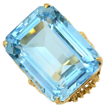 ノンブランド NON BRAND ブルートパーズ イエローゴールド K18YG ブルートパーズ リング 指輪 青 水色 バゲットカット 9号