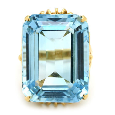 ノンブランド NON BRAND ブルートパーズ イエローゴールド K18YG ブルートパーズ リング 指輪 青 水色 バゲットカット 9号