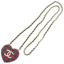 シャネル CHANEL ロケット ペンダント AP9485 レッド×ネイビー×グレー ツイード GP ネックレス シャンパンゴールド金具 赤 紺 ハート ココマーク