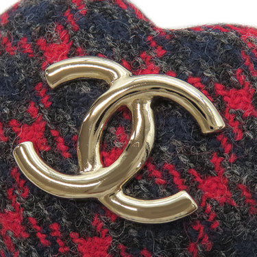 シャネル CHANEL ロケット ペンダント AP9485 レッド×ネイビー×グレー ツイード GP ネックレス シャンパンゴールド金具 赤 紺 ハート ココマーク
