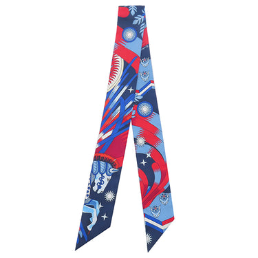 エルメス HERMES ツイリー マリン×ルージュ×ホワイト シルク スカーフ 【LA SOURCE DE PEGASE/ペガサスの源泉】