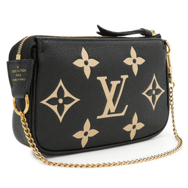 ルイヴィトン LOUIS VUITTON ミニ ポシェット アクセソワール M80732 ノワール モノグラムアンプラント ポーチ ゴールド金具 黒 チェーンショルダー ミニバッグ